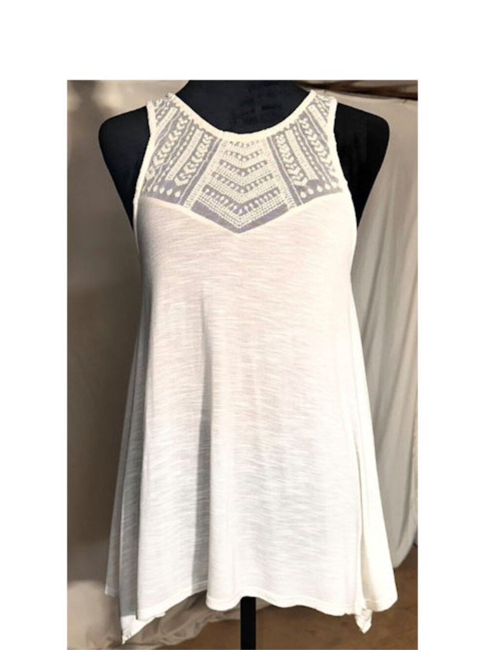 American Eagle Racerback Tank Top, Embroidered Bodice, Medium